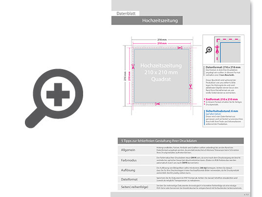 Product Bild hochzeitszeitung_mit_drahtheftung__endformat_quadrat_21_0_cm_x_21_0_cm__76-seitig
